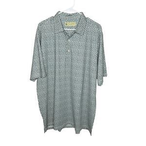 Donald Ross Golf Polo Shirt White Green Paisley Design Short Sleeve Size Large